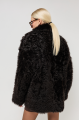 Curly double-sided dark chocolate-colored sheepskin coat made of natural sheepskin